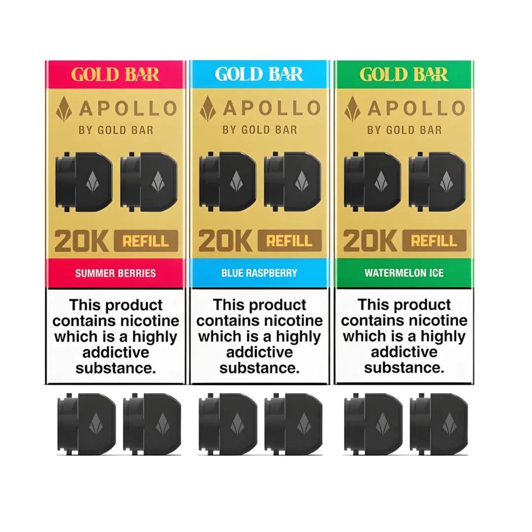 Gold Bar Apollo 20K Prefilled Refill Pods | Only £4.99 | Buy 3 for £14