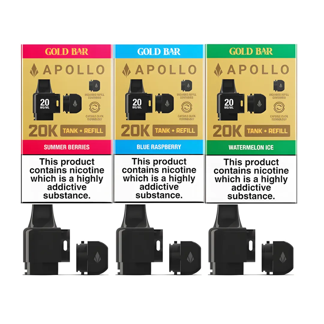 Gold Bar Apollo 20K Tank and Refill Pod | Only £4.99 | Buy 3 for £14