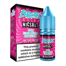 Sour Strawberry Bubblegum 10ml Nic Salt E-Liquid by Brutal